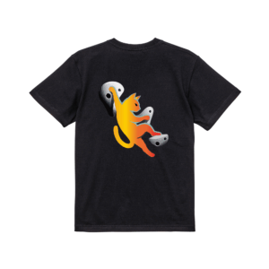 オレンジのネコTシャツ　黒